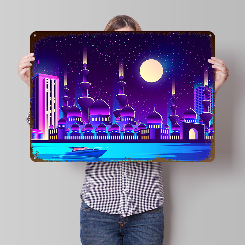 Póster Metálico Synthwave Ciud - Home Office Dubai reseña y precio