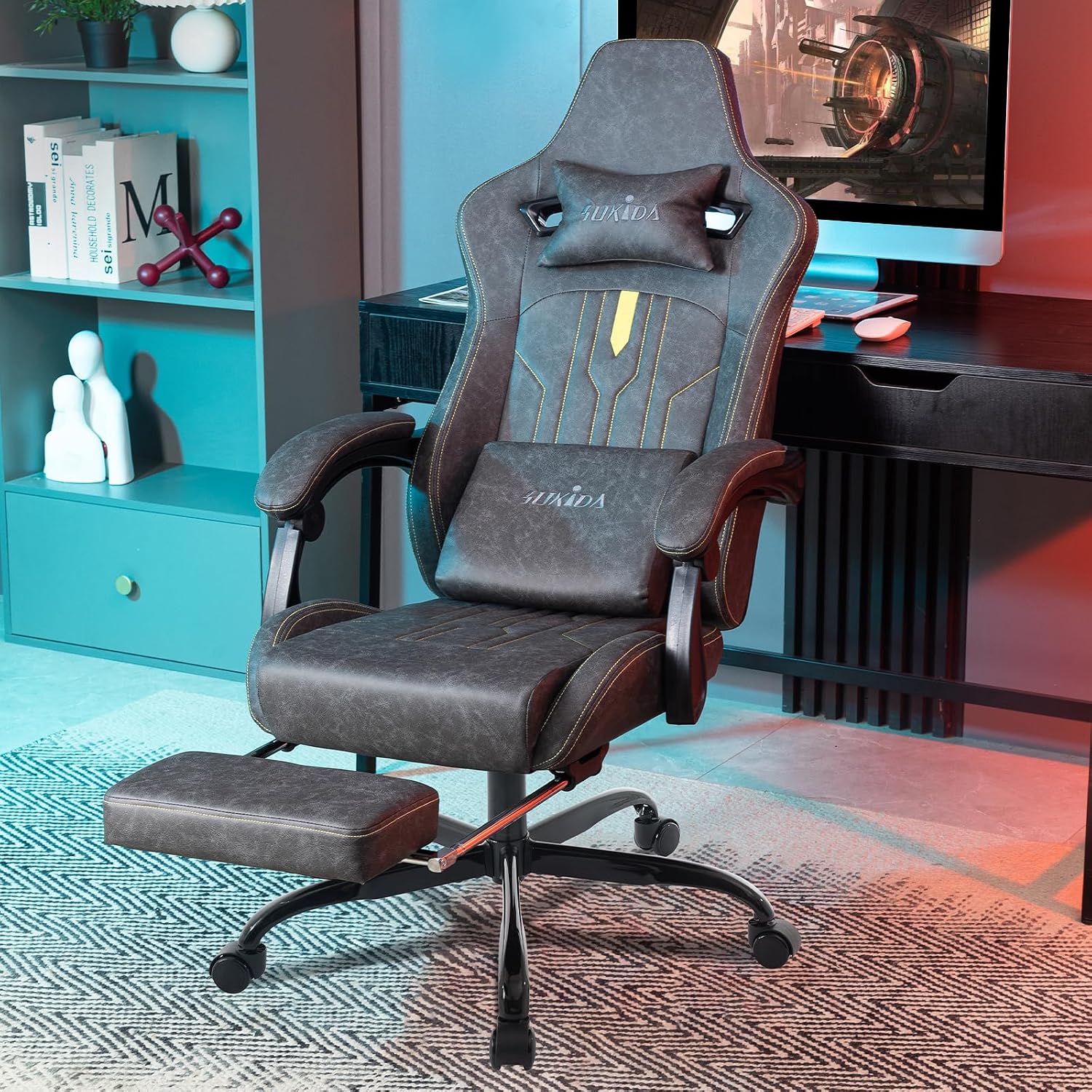 Silla de juego con reposapiés, - Ergonomic Office Chair reseña y precio