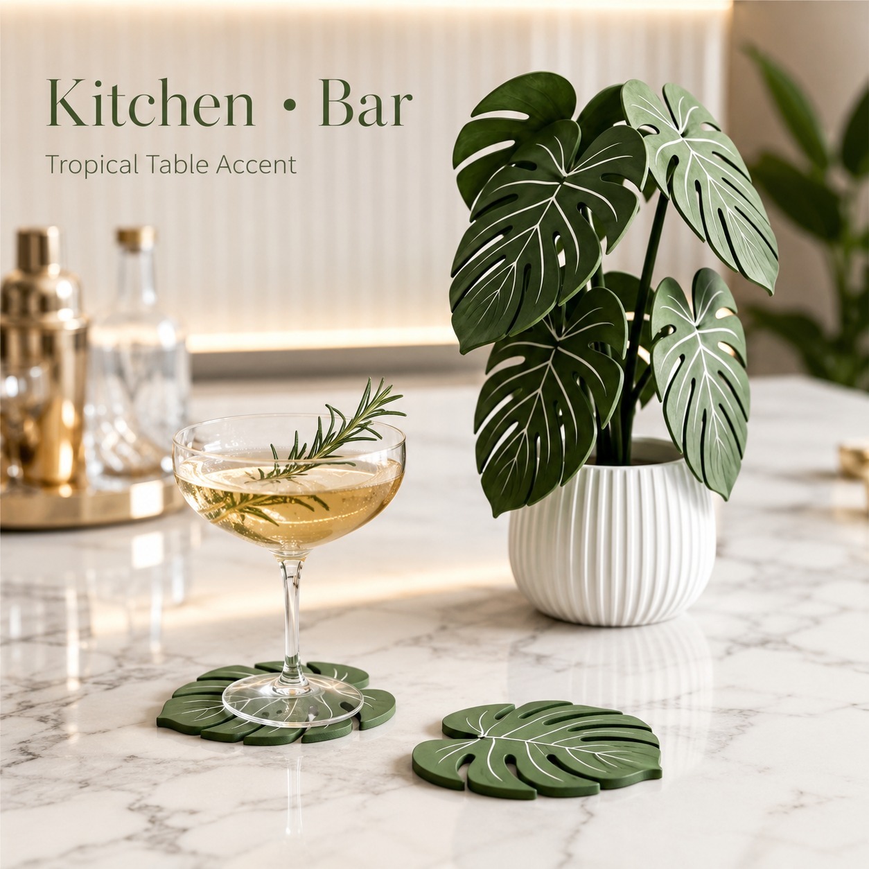 Posavasos de Planta Monstera,  - Home Office Layout reseña y precio