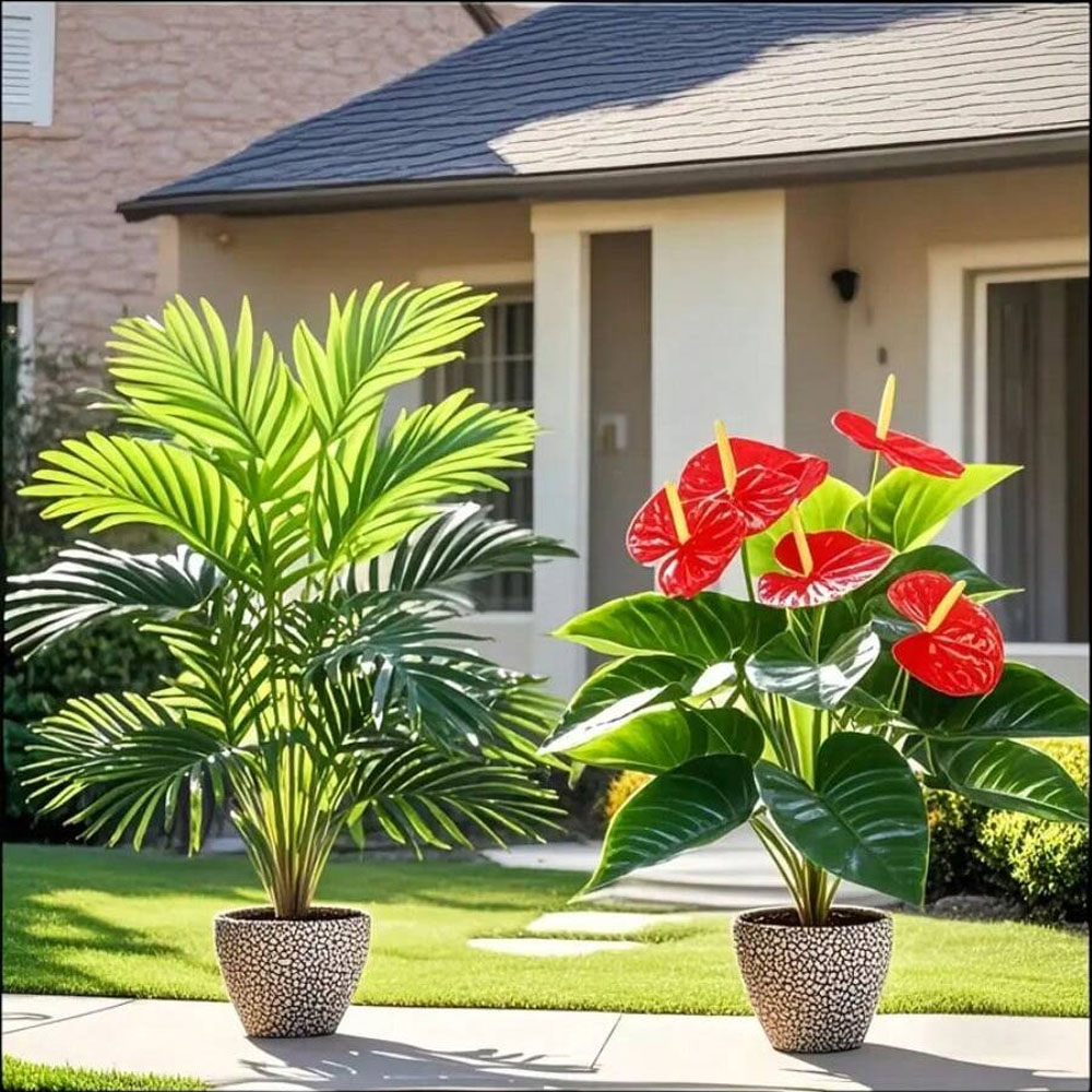 2 juegos de plantas de palma a - Home Office Layout reseña y precio