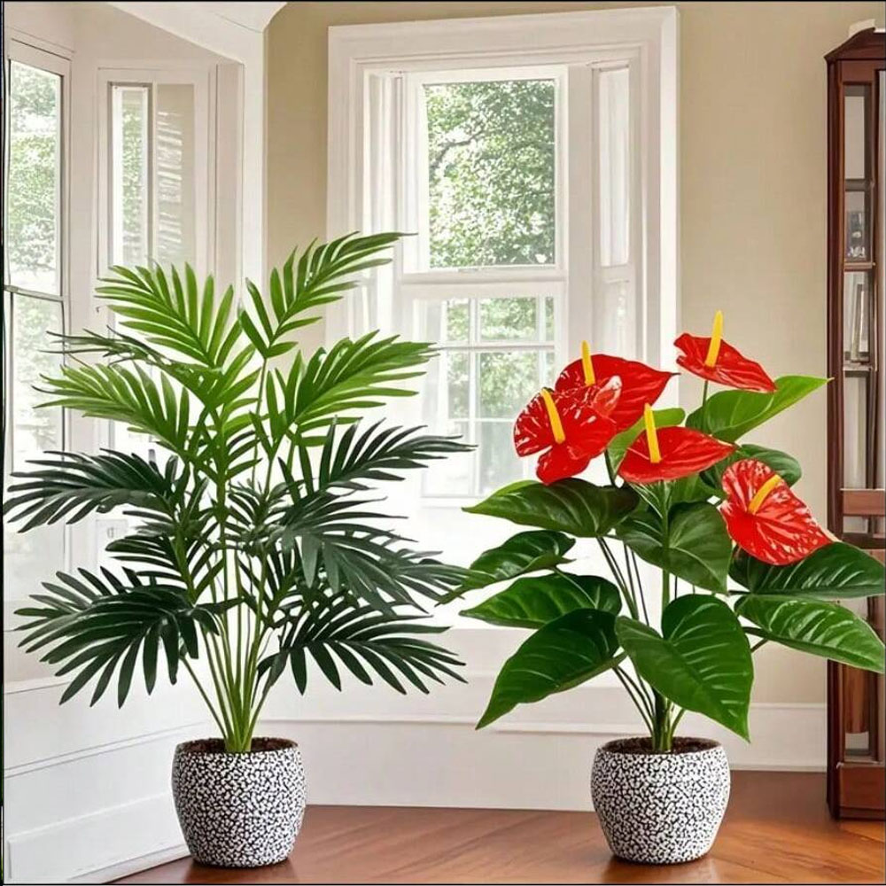 2 juegos de plantas de palma a - Home Office Layout reseña y precio