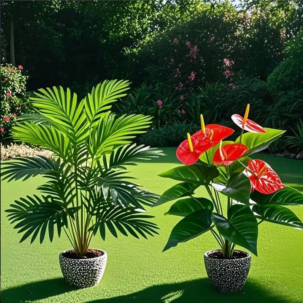 2 juegos de plantas de palma a - Home Office Layout reseña y precio