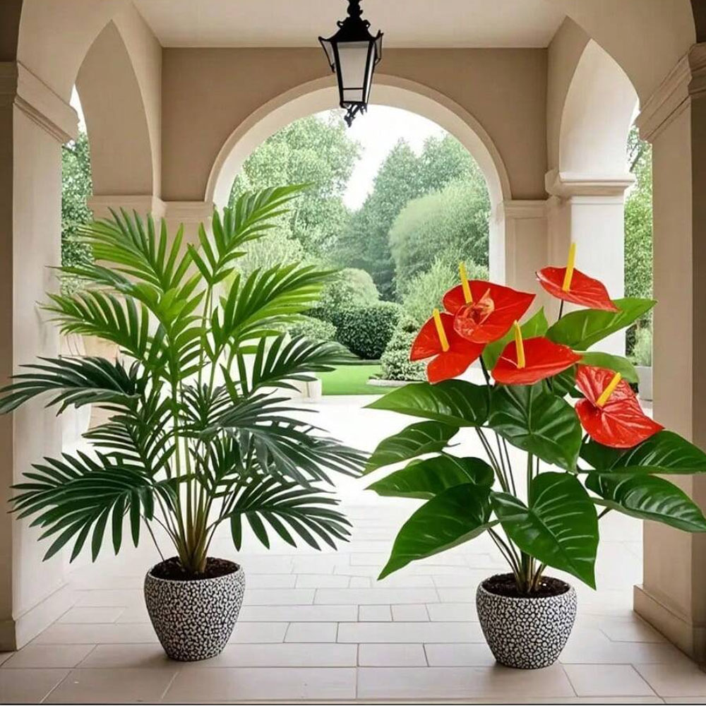 2 juegos de plantas de palma a - Home Office Layout reseña y precio
